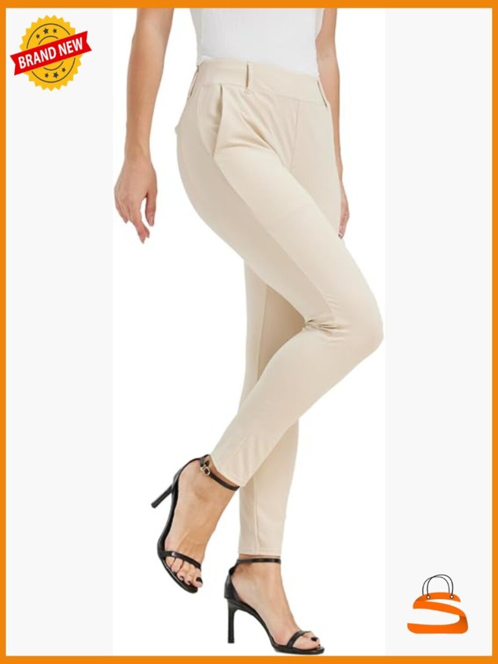 High Waisted Pull On Stretchy Dress Pants for Women Business Casual Work